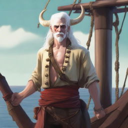 A young sea pirate with a slimmer body and white hair