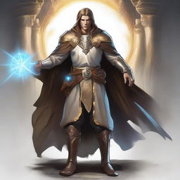 Create a concept for a Dungeons and Dragons character who is a human infused with celestial energy, becoming an Aasimar