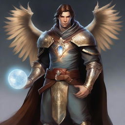 Create a concept for a Dungeons and Dragons character who is a human infused with celestial energy, becoming an Aasimar