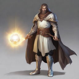 Create a concept for a Dungeons and Dragons character who is a human infused with celestial energy, becoming an Aasimar