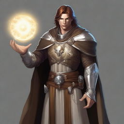 Create a concept for a Dungeons and Dragons character who is a human infused with celestial energy, becoming an Aasimar