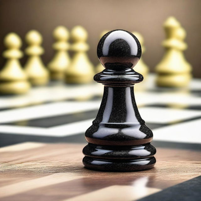 A detailed image of a granite pawn on a chess board