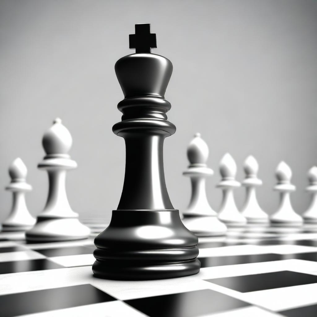 A grayscale image of a granite pawn on a chess board, designed for a t-shirt