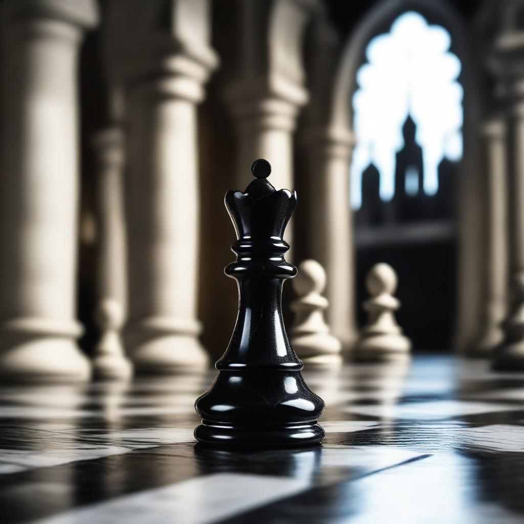 A detailed image of a marble pawn on a chess board in a Gothic style