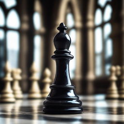 A detailed image of a marble pawn on a chess board in a Gothic style