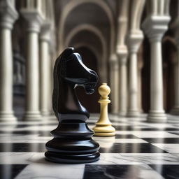 A detailed image of a marble pawn on a chess board in a Gothic style