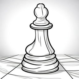 A hand-drawn outline of a marble pawn by itself on a chess board