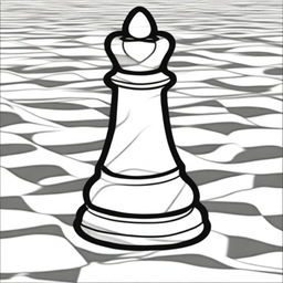 A hand-drawn outline of a marble pawn by itself on a chess board