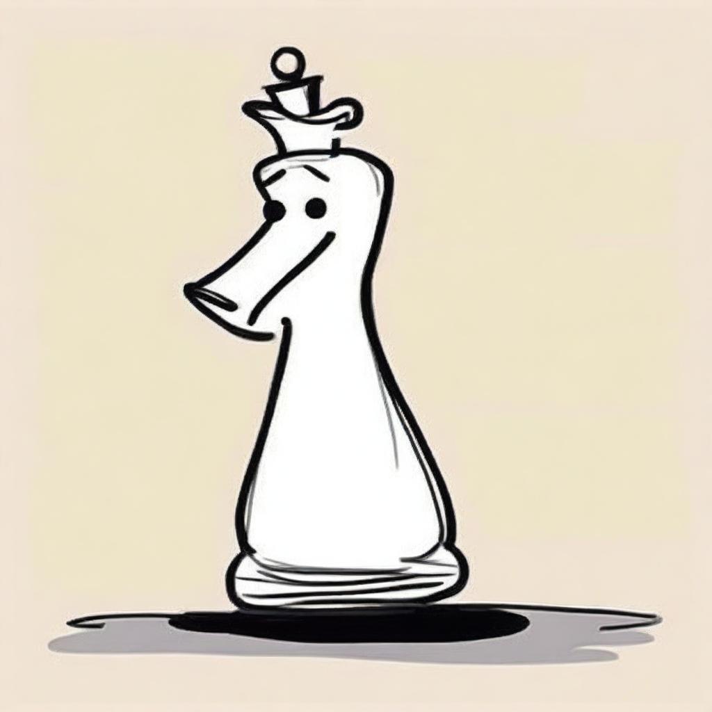 A comical hand-drawn picture of a chess piece