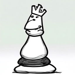 A comical hand-drawn picture of a chess piece