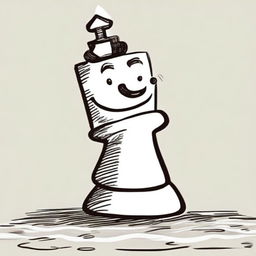 A comical hand-drawn picture of a chess piece