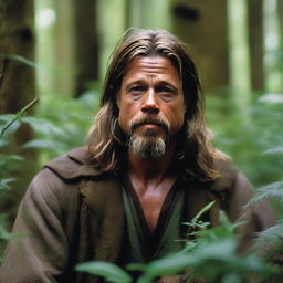 Brad Pitt transformed into a dirty old wizard living in the forest