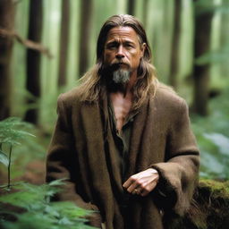 Brad Pitt transformed into a dirty old wizard living in the forest