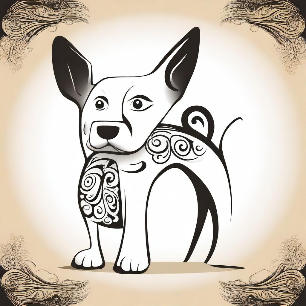 A stylized dog with unique and artistic features