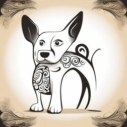 A stylized dog with unique and artistic features