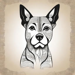 A stylized dog with unique and artistic features