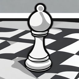 A stylized pencil art drawing of a chess pawn on a chess board