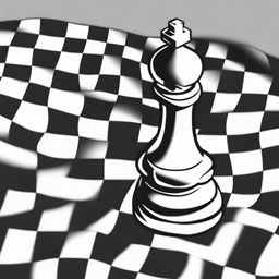 A stylized pencil art drawing of a chess pawn on a chess board