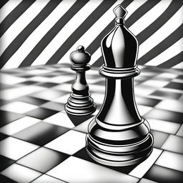 A stylized pencil art drawing of a chess pawn on a chess board with no background