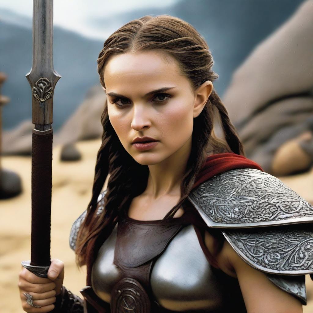 Natalie Portman transformed into a short and stocky gnome barbarian