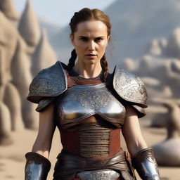 Natalie Portman transformed into a short and stocky gnome barbarian