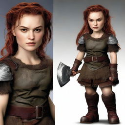 Keira Knightley transformed into an extremely short, fat dwarf with distinctive dwarf features