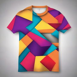 Design a t-shirt featuring geometric patterns in bold colors and contrasting lines