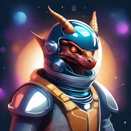 Create a design featuring a dragon wearing a space helmet