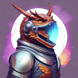 Create a design featuring a dragon wearing a space helmet