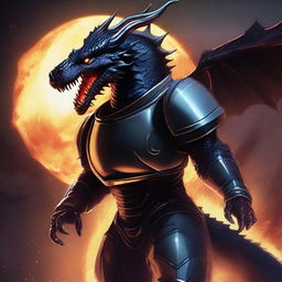 Create a design featuring a large dark dragon breathing fire and wearing a space helmet