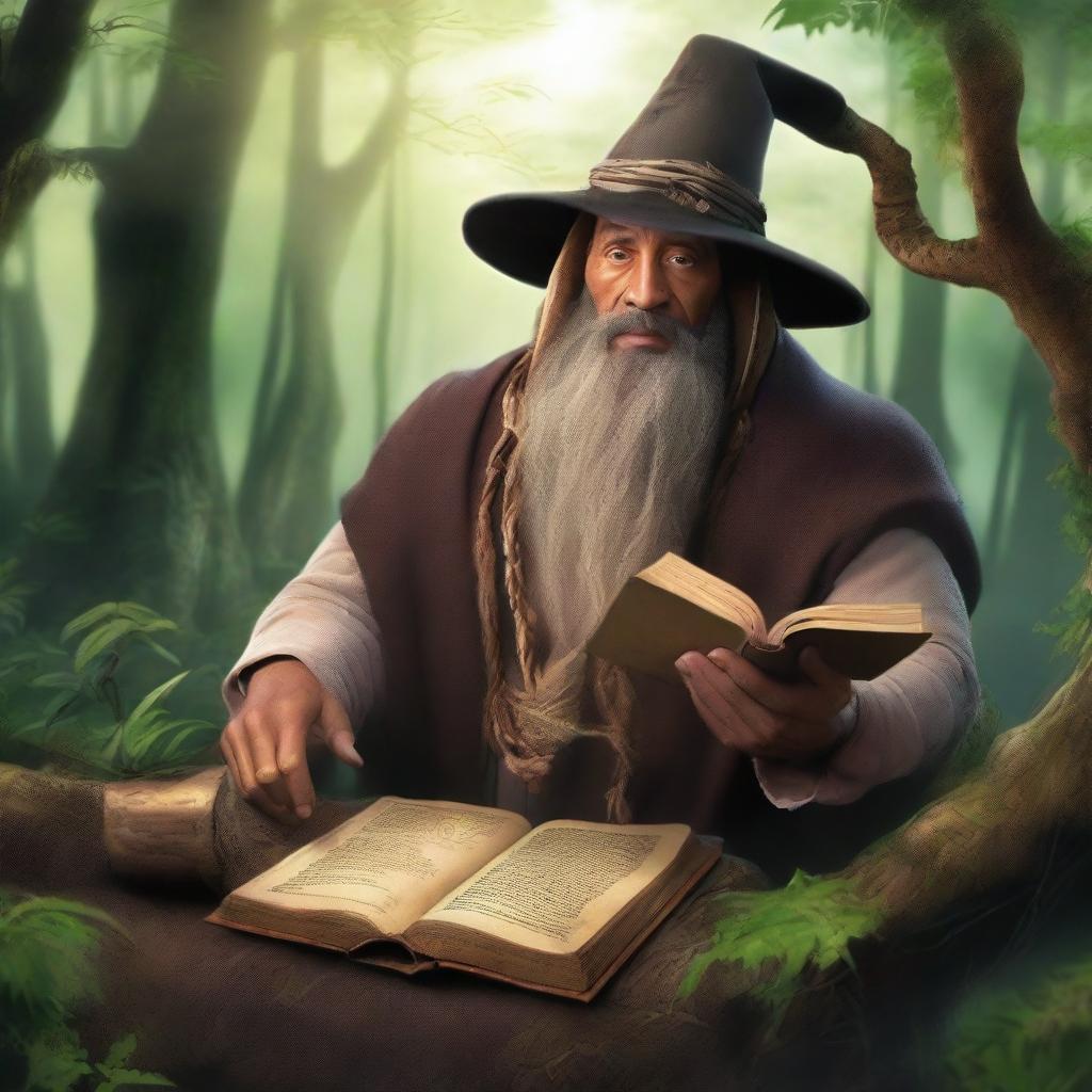 Dwayne 'The Rock' Johnson depicted as a hermit wizard who studies plants