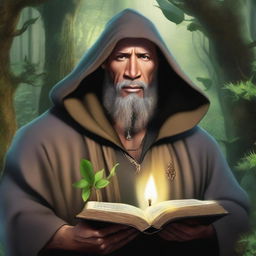 Dwayne 'The Rock' Johnson depicted as a hermit wizard who studies plants