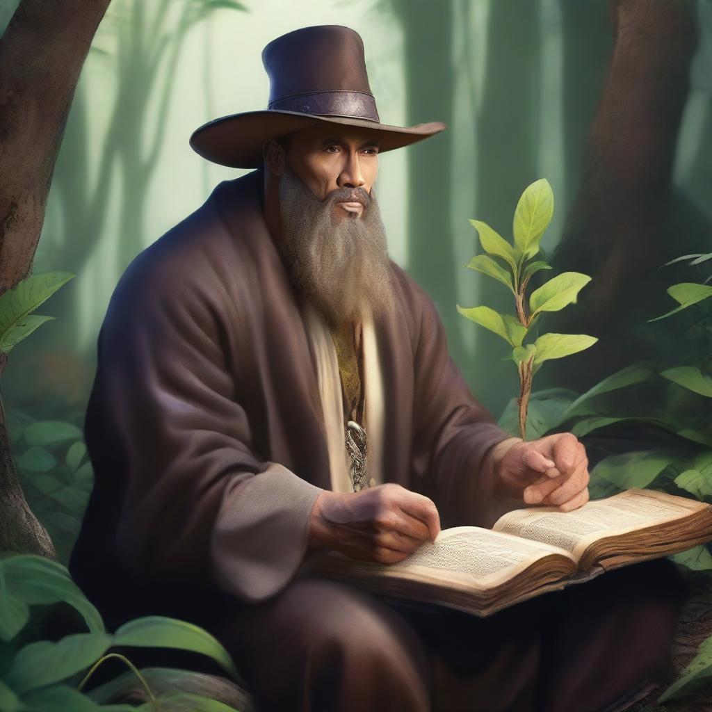 Dwayne 'The Rock' Johnson depicted as a hermit wizard who studies plants