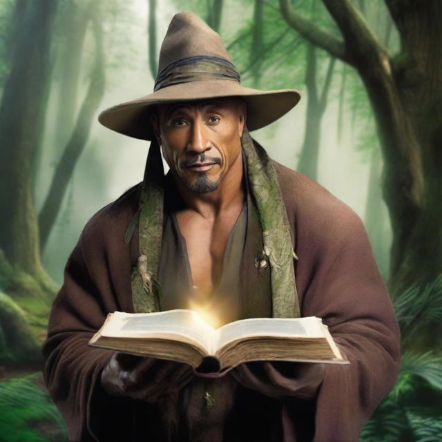 Dwayne 'The Rock' Johnson depicted as a hermit wizard who studies plants