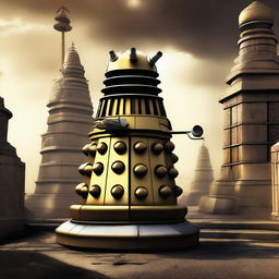 Create an image featuring a Dalek, the iconic extraterrestrial villain from the Doctor Who series