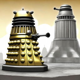 Create an image featuring a Dalek, the iconic extraterrestrial villain from the Doctor Who series