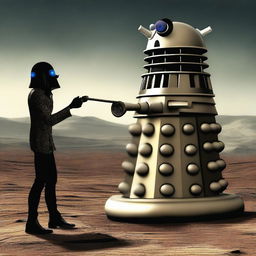 Create an image featuring a Dalek, the iconic extraterrestrial villain from the Doctor Who series