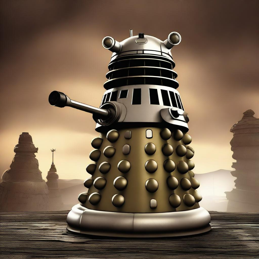 Create an image featuring a Dalek, the iconic extraterrestrial villain from the Doctor Who series