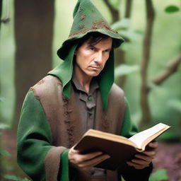 A raw photograph of Tom Cruise depicted as an elf wizard with big pointy elf ears who studies plants