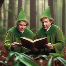 A realistic photograph of Will Ferrell and John C