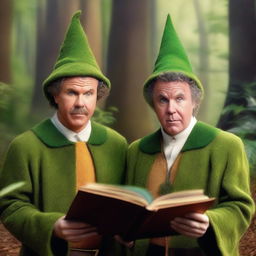 A realistic photograph of Will Ferrell and John C