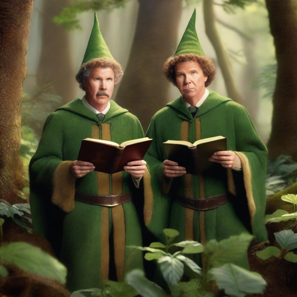 A realistic photograph of Will Ferrell and John C