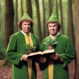 A realistic photograph of Will Ferrell and John C