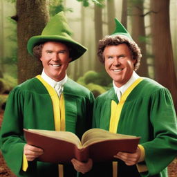 A realistic photograph of Will Ferrell and John C