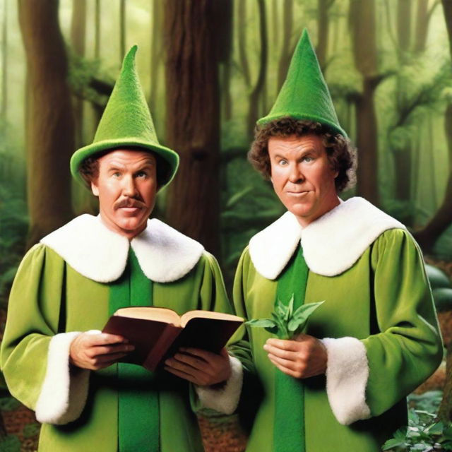 A realistic photograph of Will Ferrell and John C