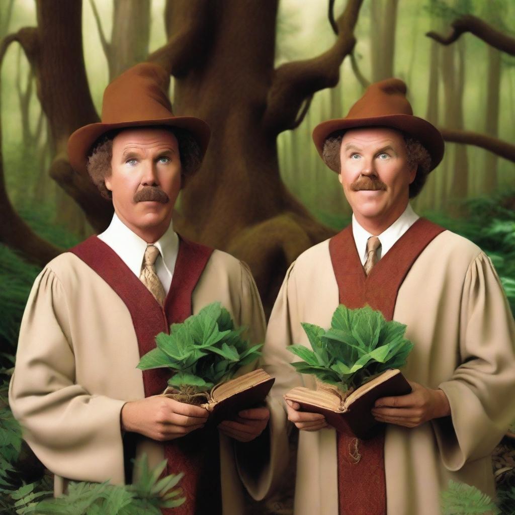 A realistic photograph of Will Ferrell and John C