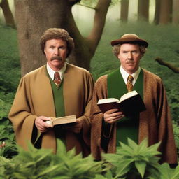 A realistic photograph of Will Ferrell and John C