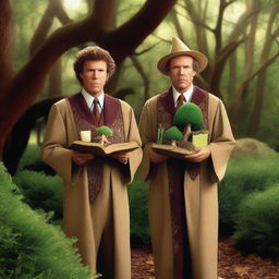 A realistic photograph of Will Ferrell and John C