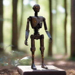 A humanoid automaton made of oxidized iron