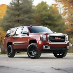 A black 2014 GMC Yukon XL from a front left side angle view, but with a front end swap featuring the front of a 2010 GMC Sierra 1500